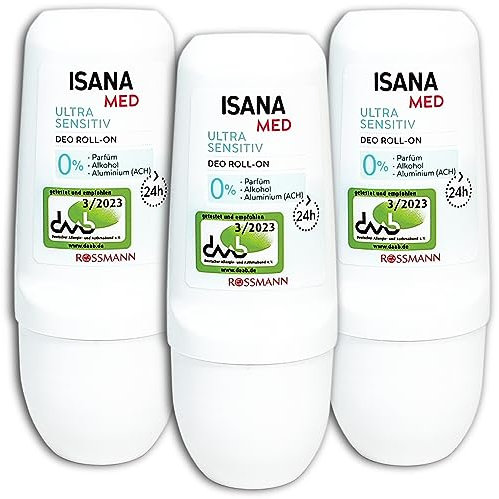 3 er Pack ISANA MED Deo Roll-On ultra sensitiv 3x 50ml Deoroller