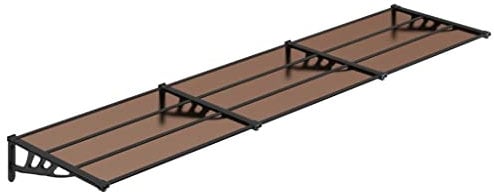 vidaXL Marquesina de puerta policarbonato negro 358,5x90 cm, marquesina de puerta, pérgola de puerta de entrada, toldo de puerta