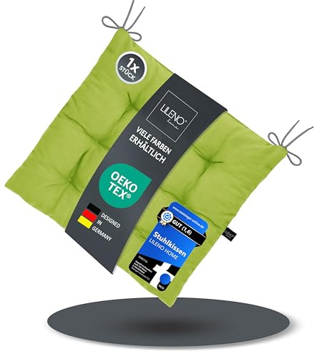 LILENO HOME 1er Set Stuhlkissen 24 Apfelgrün (40x40x6 cm) - Sitzkissen für