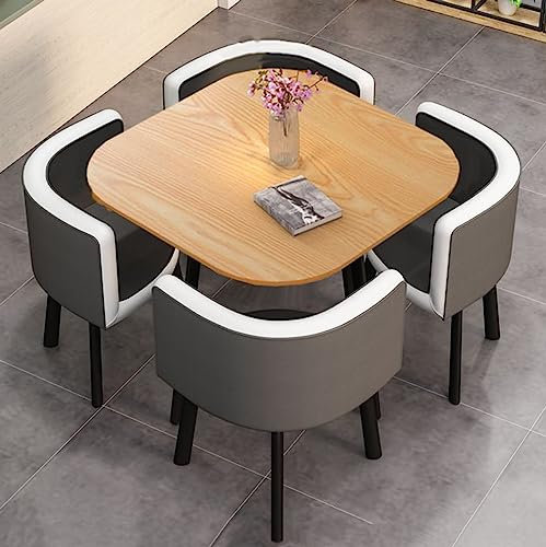 MAxba Quadratisch Essgruppe Esstisch Stühlen 4 Set Konferenztisch mit 4 Stühlen Balkon Esstisch Set Couchtisch Besprechungstisch (Color : Dark Gray)