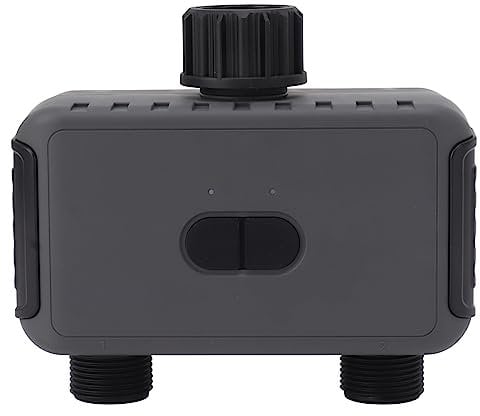 Rosvola Intelligenter Wasser-Timer-Schalter, Sprinkler-WiFi-Schlauch-Timer, 2 Ausgänge, APP-Steuerung für Rasen (EU-Stecker)
