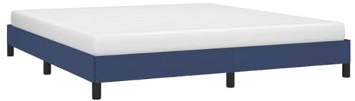 vidaXL Cadre de Lit Sommier à Lattes Lit Rembourré Cadre à Lattes Lit Double Adulte Meuble de Chambre à Coucher Intérieur Bleu 160x200 cm Tissu