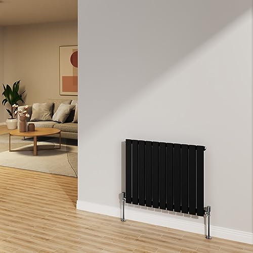 NRG Radiateur horizontal à panneau plat pour salle de bain - 600 x 748 mm - Noir