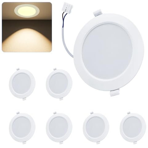 WeshLMPO LED Einbaustrahler 230V Flach 6er Set, 9W Deckenstrahler LED Spots, IP44 Deckenspots Led Einbauleuchten 920 Lumen Warmweiß 3000K, für Schlafzimmer Badezimmer Wohnzimmer Küche