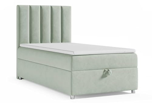 Best For Home Trinity K10 EinzelBett | Boxspringbett mit Bonell Federkernmatratze 90x200 | MatratzenTopper 90x200 | Bett mit Matratze | Bett mit Stauraum