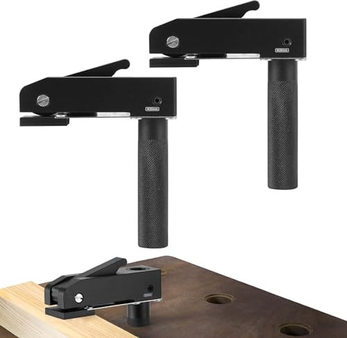 19mm Desktop-Schnellhalteklemme,Tischplatten-Niederhalter，feste Klemme,Verstellbarer Schreibtisch-Clip für Die Werkbank Hundeloch zum Holzschnitzen, Schleifen，Fräsen (1, 19mm)