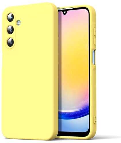 Byvuwiay Funda para Samsung Galaxy A25 5G, Silicona Líquida Silicona Ultra Protectora Antichoque Case para Samsung Galaxy A25 5G - Amarillo