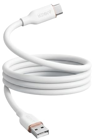 Anker usb c charger cable,6ft/1.8m usb a to usb c soft silicone cable,type c fast charge for iPhone 15 16 17 pro max Samsung Galaxy and More