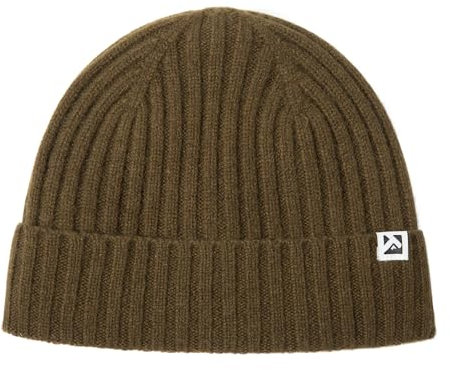 TOP-EX Übergroße Herren Damen 100% Merinowolle Winter Beanie mit Fleece-Futter Strickmütze für große Köpfe langlebige Mütze für kaltes Wetter warm Armeegrün Medium/Large