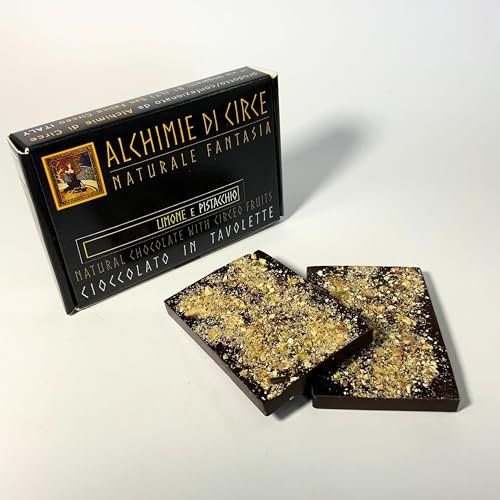 Generic Alchimie di Circe - 500g Tavoletta Fondente Limone e Pistacchio - Delizie Gourmet con Frutta Biologica - Cioccolato Artigianale in Elegante Confezione Regalo