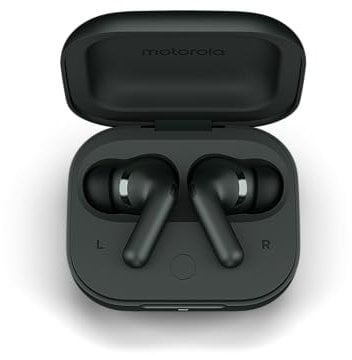 Motorola Moto Buds Plus, cuffie senza fili, riduzione attiva del rumore, cuffie senza fili Sound by Bose, Suono spazializzato Dolby Atmos con, cuffie Bluetooth autonomia Fino a 38 ore, Grigio