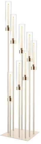 Kerzenhalter für den hohen Boden, 8-armig, Metallboden-Kerzenhalter, großer goldener Hochzeits-Mittelstück, 114 cm hoch, Kerzenständer mit Acryl-Schirm für LED-Kerzen für Party, Hochzeit,