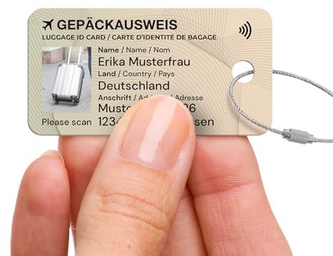 Kofferanhänger personalisiert - NFC Gepäckausweis - Gepäckanhänger Kofferanhänger mit Adressschild Edelstahlkabel PVC Gepäck Handtasche Tag Koffer Tasche Etiketten Name Adresse Schilder