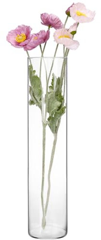 Fixwal Tall Glass Cylinder Vases, 16 H x 3.5 W, Clear Cylinder Vases for Centerpieces, Skinny Bud Tall Vase, Floating Candle Holder Vase for Table Shelf, Party, Wedding, Home Decor