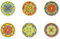 Excelsa Trinacria Lot de 6 assiettes à dessert/apéritif, porcelaine, 15 cm, multi-décors