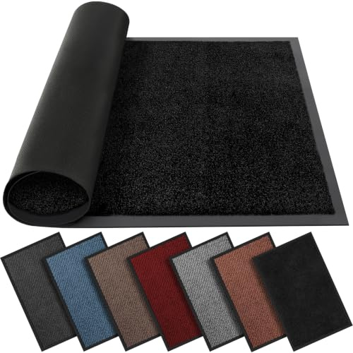BLADO Washable Door Mats - Non-Slip Heavy Duty Doormats - Stylish Large Rubber Mat - Perfect Dust Grabbing Indoor & Outdoor (Black, 90cm x 200cm)