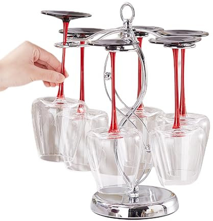 Fulenyi Tisch-Weinglasregal, freistehendes Weinglasregal | Weinglashalter aus Metall mit 6 Haken - Glas-Display-Aufhänger, Glas-Aufbewahrungsregal, elegantes Präsentationsregal, Küchenbar-Dekoration
