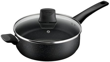 Tefal Titanium Stone Sautepan 26 cm + Lid, High-Performance Non-Stick Coating, Metal Spatula Safe, All hobs Including Induction, E1053345