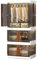 Roomdium Storage Box with Doors 3-Pack Large Capacity 294L Plastic Collapsible Solution, Stackable and Foldable Open Front Design, with Wheels for Easy Mobility, Ideal Closet Organizer