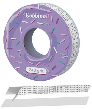 STALEKS PRO BOBBINAIL recambio desechable de lima blanca adhesiva en rollo Expert para Donut dispensador de lima 6mts (Grano 240)