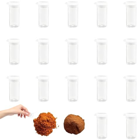 TenaLucy 17 Pièces Salieres et Poivrieres,Mini Salière et Poivrière Pots à Epices Set D'épices de Voyage Petite Salière Salières en Plastique avec Couvercle Transparentes,pour Campin,Cuisine