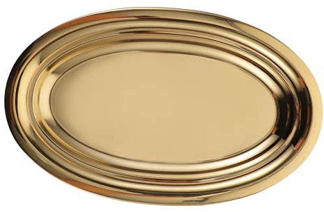 Cabilock Assiette Ovale Dorée De 26 Cm En Acier Inoxydable Plateau De Service À Pâtisserie Plateau De Conservation Des Aliments