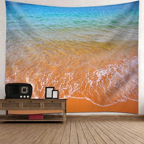 Wycian Wandtücher 200X200 Wandteppich Meer Strand Grün Orange Strand Meer Mikrofaser 200X200cm (Breite x Höhe)