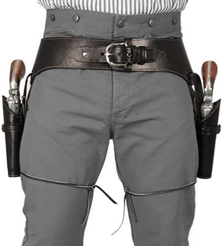 Cowboy -Waffengürtel, Leder -Doppelpistolen -Holster, mittelalterlicher Retro Revolver Belt Case, Steampunk -Kostüm für Halloween -Cosplay -Party (Kaffee Brown)