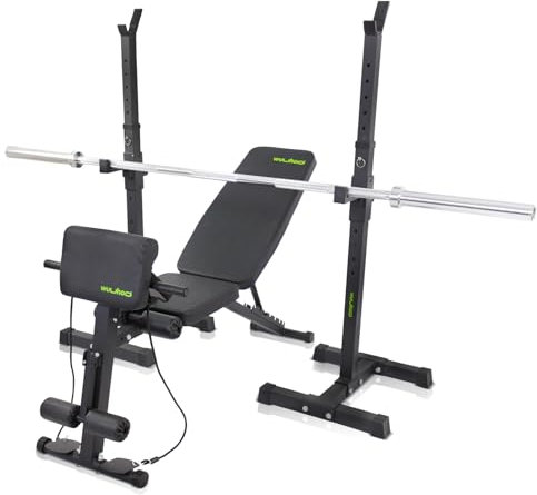 wuuhoo® Homegym-Set – Verstellbare Hantelbank, Langhantelständer & Hanteln für Standard und Olympische Maße Apex x Ramon x Herkules