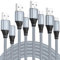 4Pack USB C Charger Cable 3M+3M+3M+3M Type C Charger Cable Fast Charging 3A Nylon Braided USB C Cable for iPhone 15 Plus Pro Max, Samsung Galaxy S24/S23/S22, Huawei P40/P30, Google Pixel (grey)