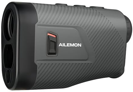 AILEMON Telemetro laser da golf con interruttore inclinato, ottica ultra trasparente, blocco bandiera/pendenza/striscia magnetica/telemetro leggero Goling (grigio)