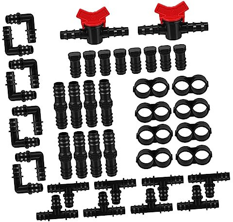 YARNOW 42 Pz Capillare giardinaggio irrigazione garden hose set irrigazione sdoppiatore presa connettore gomito di irrigazione tee di irrigazione raccordi per l'irrigazione plastica Black