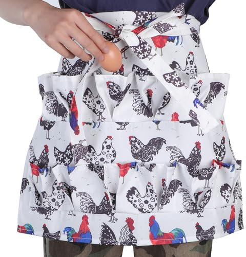 cobee Eine Eierschürze, Leinwand Schürze mit 12 Taschen Unisex Eierschürze Eier Schürze Sammeln Hühnereier Sammelschürze für Hühner Ente Gans Eier, Canvas-Eierschürze für Bauernhof und Küche