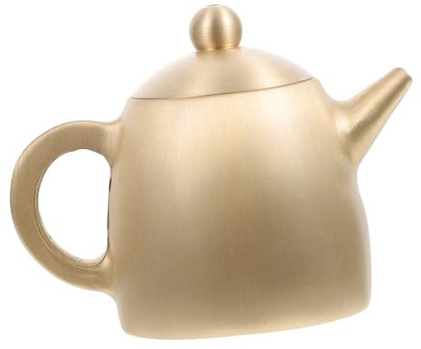 Warmhm Teekannen-Ornamente elektrischer Teekessel Wasserkocher klein groß LED schreibtischdeko Schreibtisch Dekoration Kupferhandwerkliche Teekannenfigur Kupfer- -Dekoration Golden