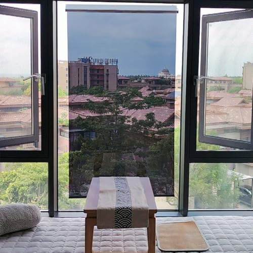 One-Way Privacy Shade Daytime Roller Blinds See Through Mirrored Thermal Insulation No Drill Window Cover for Office Bathroom Patio Wide 60 110 120 130 cm(Black,W 80xH 200cm)