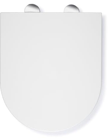 Croydex Kisdon Slimline D Shaped Soft Close Toilet Seat - with Quick Release Button for Easy Cleaning, Durable Scratch-Resistant Thermoset Plastic, Adjustable Flexi-Fix Hinges, Simple DIY Installation