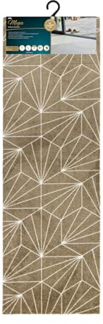 JVL Mega Mat Machine Washable Entrance Runner, 50x150cm, Brown Geo