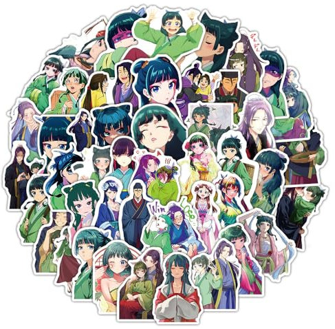 Maomao Aufkleber 60 Stück Anime Aufkleber Wasserdicht Stickerdecal Farblich-Aufkleber Cartoon-Aufkleber für Laptop, Stoßstange, Skateboard, Wasserflaschen, Computer, Telefon, Gitarre