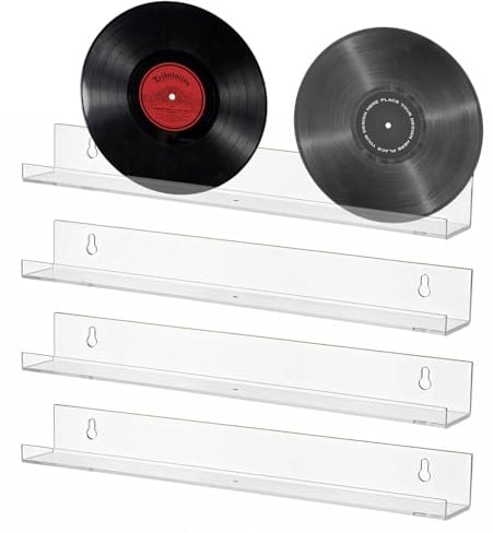 Dwitkul 4 Stück Wandregal Acryl Regal Wand Transparent Acrylic Shelf Hängeregal für Fotorahmen, Pflanzen, Kameras, Küchenregal, Gewürzregal, Bücherregal, Industrial Deko (30cm)