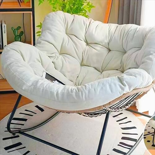 Übergroßer Schaukelstuhl für Erwachsene, Metallrahmen, modernes Design, Rattan, weiß, perfekt für den Außenbereich und die Terrasse, 103,9 cm