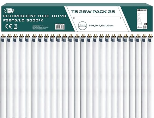 CLAR - Leuchtstoffröhre 120cm, Leuchtstofflampe 120cm, Leuchtstoffröhren, Neonröhre 28W T5 (114,9 cm x 1,6 cm, Pack 25)