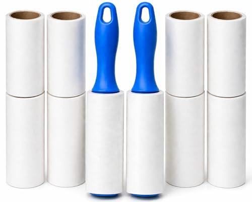 1ABOVE Lint Roller Set – 2 Handles, 10 Refills (600 Sheets) – Pet Hair Remover for Clothes, Furniture & Carpets – Removes Dog & Cat Hair, Dust & Fluff