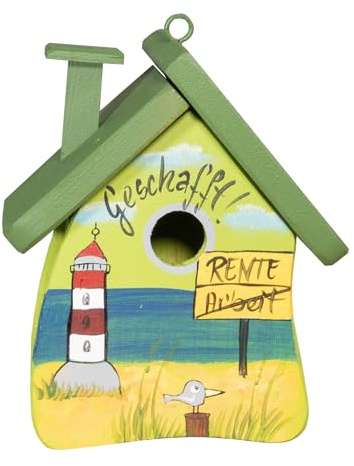 Nistkasten aus Holz, gefertigt aus Holz, handbemaltes Nisthaus für Wildvögel (Rente)