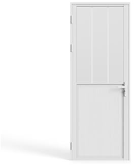 Vente-unique - Bloque para puerta reversible de aluminio y cristal templado satinado estilo taller – 204 x 73 cm – Blanco – ERMELO