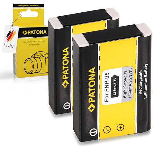 PATONA 2X NP-95 Batterie 1600mAh Compatible avec Fuji Fujifilm FinePix F30 F31fd Real 3D W1 XS1 X30 X70 X100 X100S X100T X 30 70 100 100S 100T F 30 31 FD NP95 NP 95