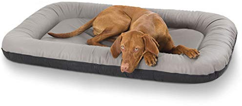 Knuffelwuff Kunstleder Hundebett Jerry XXL 120 x 85 Grau - Hundematte mit abnehmbarer Bezug - waschbar - Rutschfester Unterseite - für große, mittelgroße und kleine Hunde