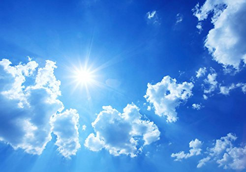 wandmotiv24 Fototapete Sommerhimmel, XS 150 x 105cm - 3 Teile, Wanddeko, Wandbild, Wandtapete, Himmelblau, Wolken, Sonne M0353