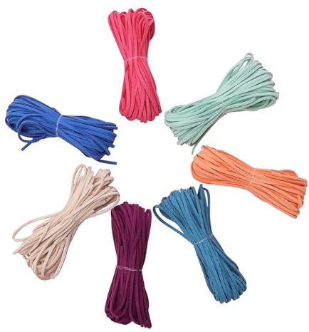 Micro-Fiber Flat Leather Lace Beading Thread Faux Suede Cord String for Jewellery Making Bracelet Necklace DIY Craft(7 Colors, 9.2m/roll) (Bright)