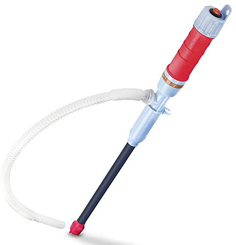 ONCCI - Pompa elettrica per benzina, sifone, pompa a batteria, pompa per tanica, pompa di travaso di olio diesel, acqua (rosso)