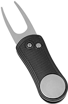 Pitchgabel Klappbar, Golfball Marker Faltendes Divot Reparatur Werkzeug mit Golfball Markierung Pitch Gabel für Mann Frauen(Schwarz)